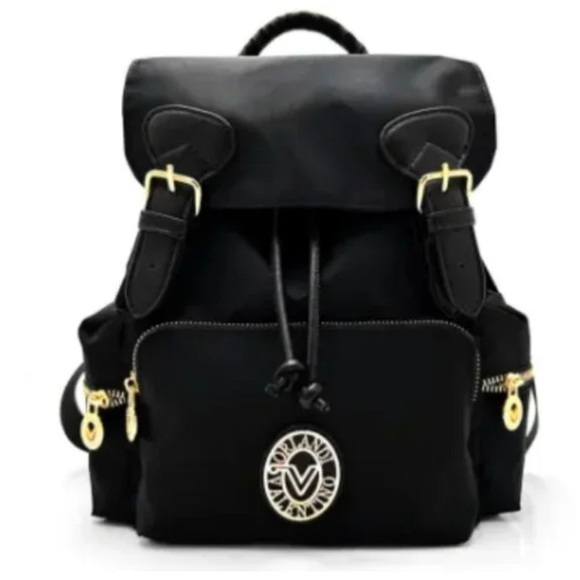 Valentino Orlandi Handbags - Valentino Orlandi Black & Gold Backpack Durable Design Adjustable Straps & Pouch